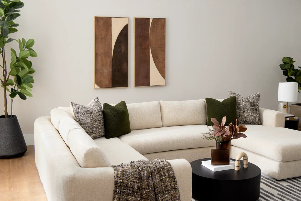 Alma Light Beige Fabric Medium Right Chaise Sectional
