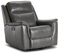 Aiden Light Gray Leather Swivel Glider Recliner