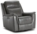 Aiden Light Gray Leather Swivel Glider Recliner