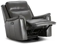 Aiden Light Gray Leather Swivel Glider Recliner
