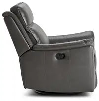 Aiden Light Gray Leather Swivel Glider Recliner
