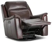 Aiden Light Gray Leather Swivel Glider Recliner