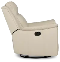 Aiden Light Gray Leather Swivel Glider Recliner