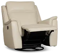 Aiden Light Gray Leather Swivel Glider Recliner