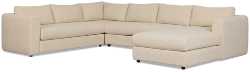 Alma Light Beige Fabric Medium Right Chaise Sectional
