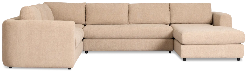 Alma Light Beige Fabric Medium Right Chaise Sectional